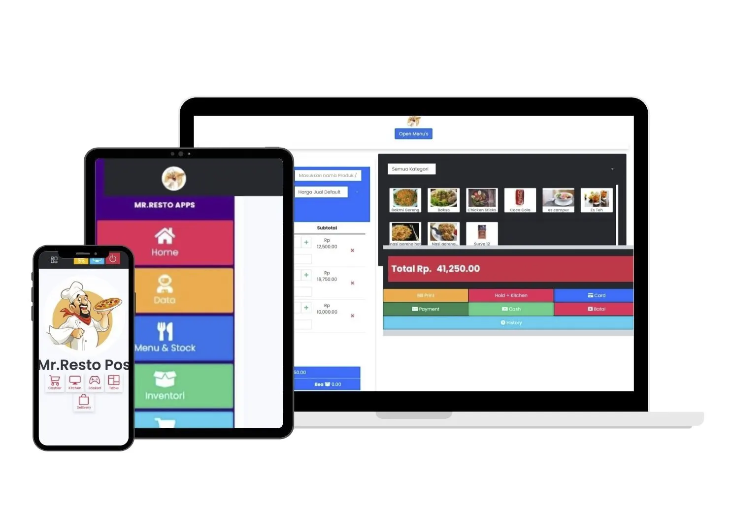 Aplikasi restoran lengkap mr-resto pos web apps